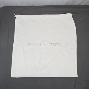 Michael Kors Drawstring Dust Bag White Satin Silver Logo Storage Pouch 18x19